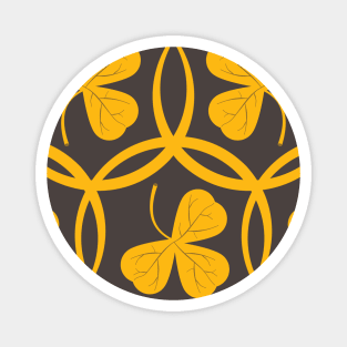 Yellow on Grey Background Clover Pattern Magnet